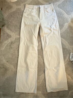 Zara Cream Wide-Leg Jeans